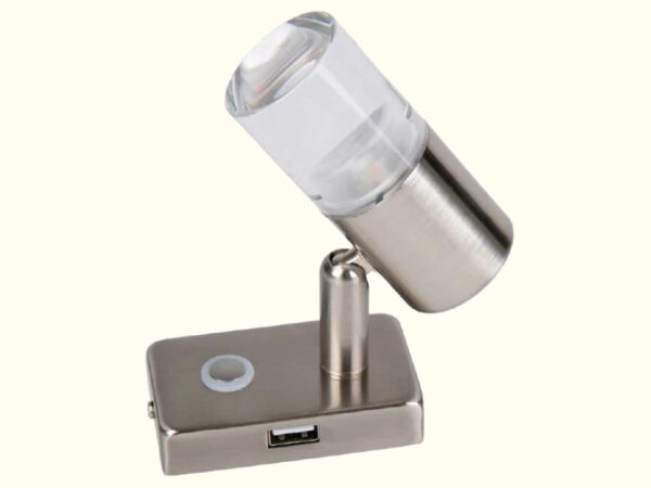 LED-Spot mit Touch-Schalter und USB-Port im Sockel